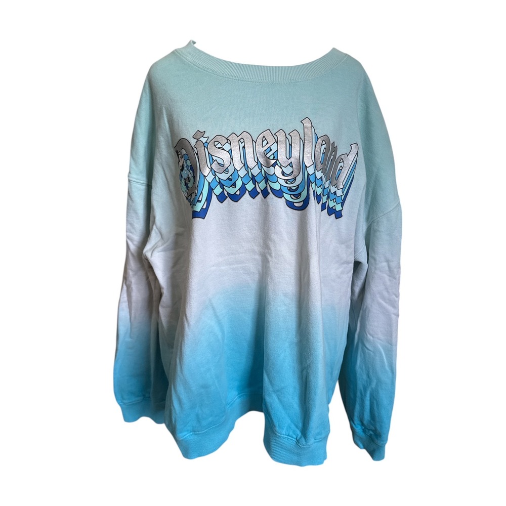 Disney Disneyland‎ Ombre Sweatshirt Teal White Mickey Mouse 1X LT24679